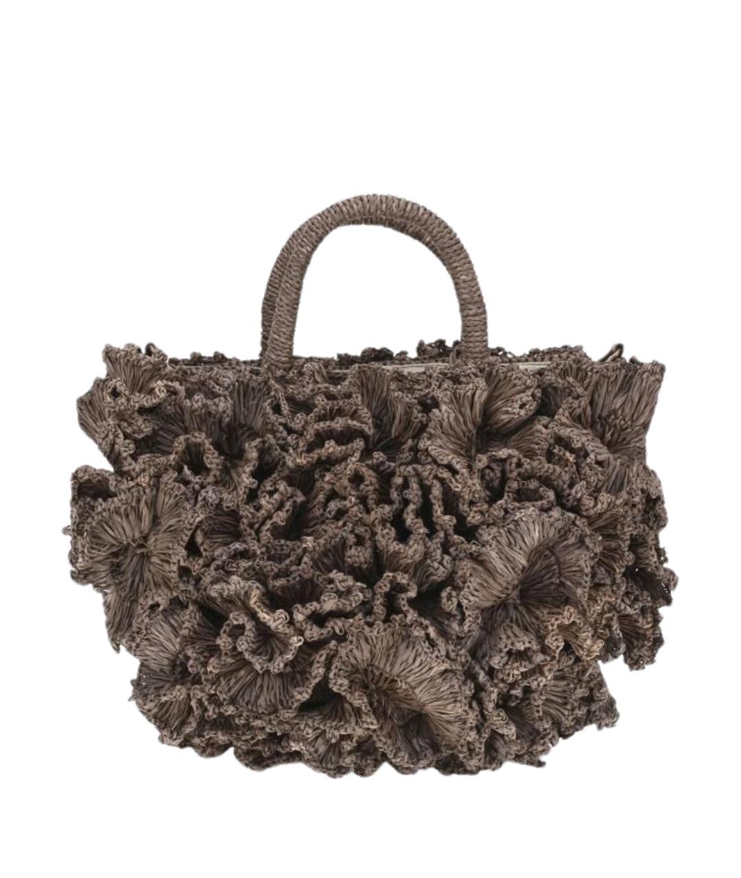 IBELIV Коричневая пелетеная сумка с короткими ручками, фото 1