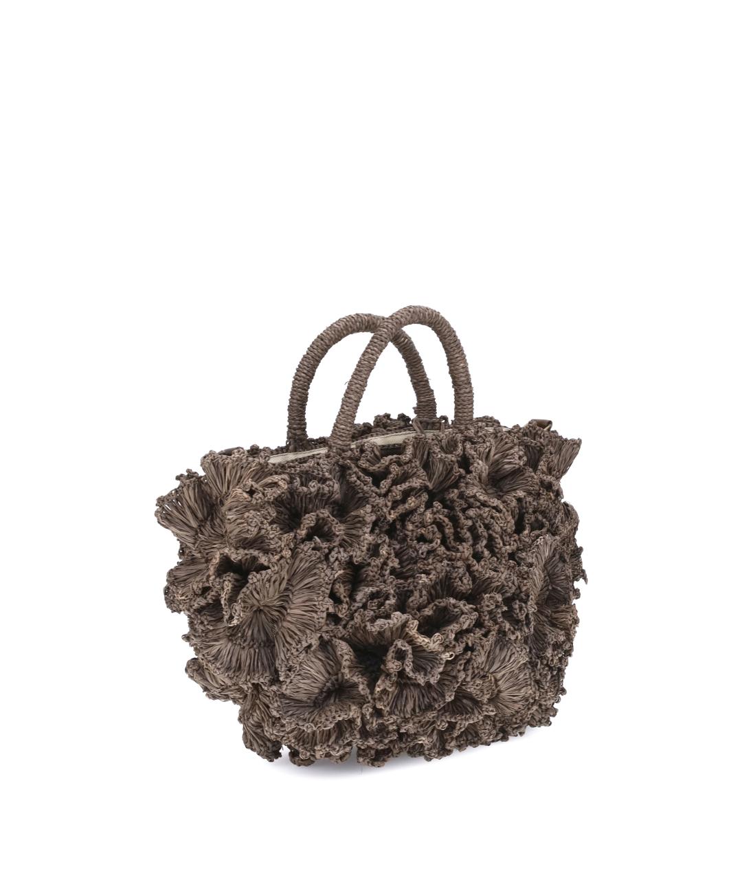 IBELIV Коричневая пелетеная сумка с короткими ручками, фото 2