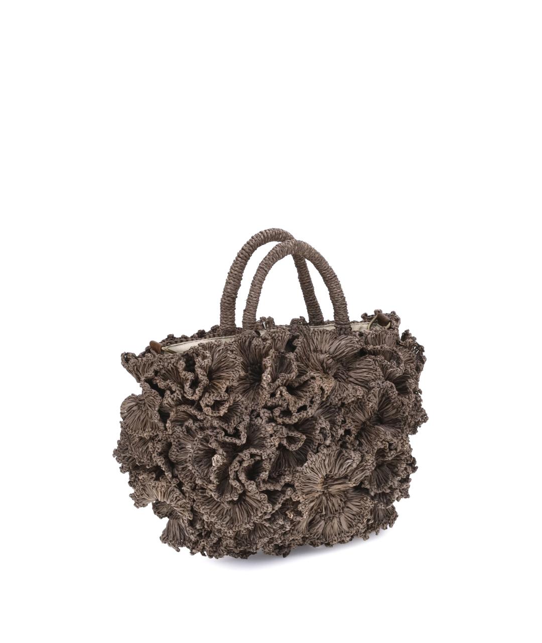 IBELIV Коричневая пелетеная сумка с короткими ручками, фото 3
