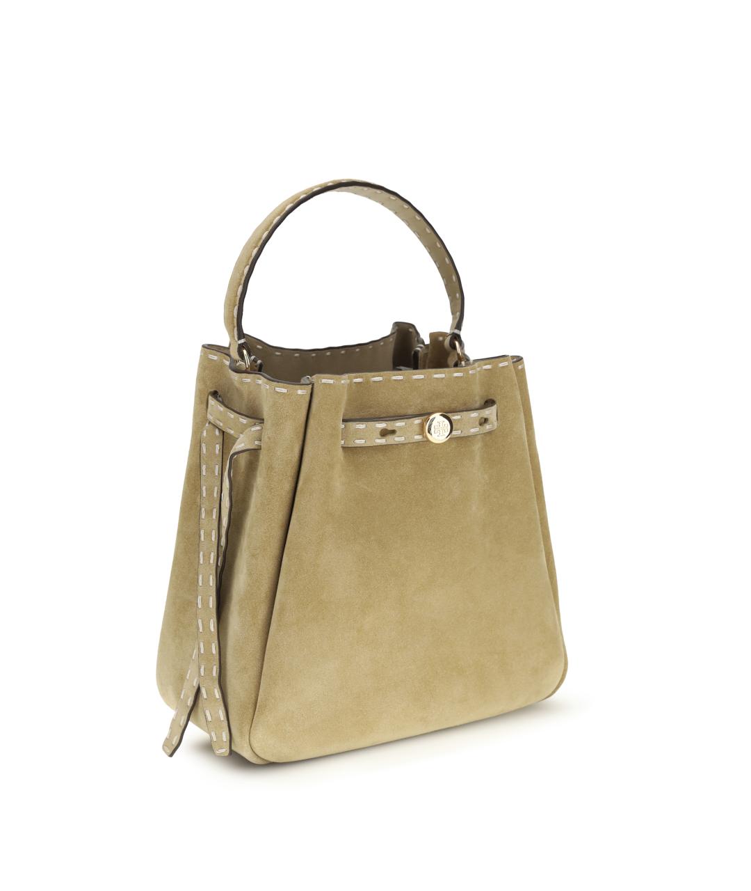 TORY BURCH Желтая замшевая сумка с короткими ручками, фото 2