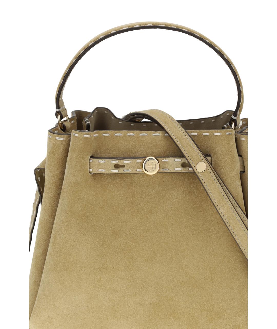 TORY BURCH Желтая замшевая сумка с короткими ручками, фото 4