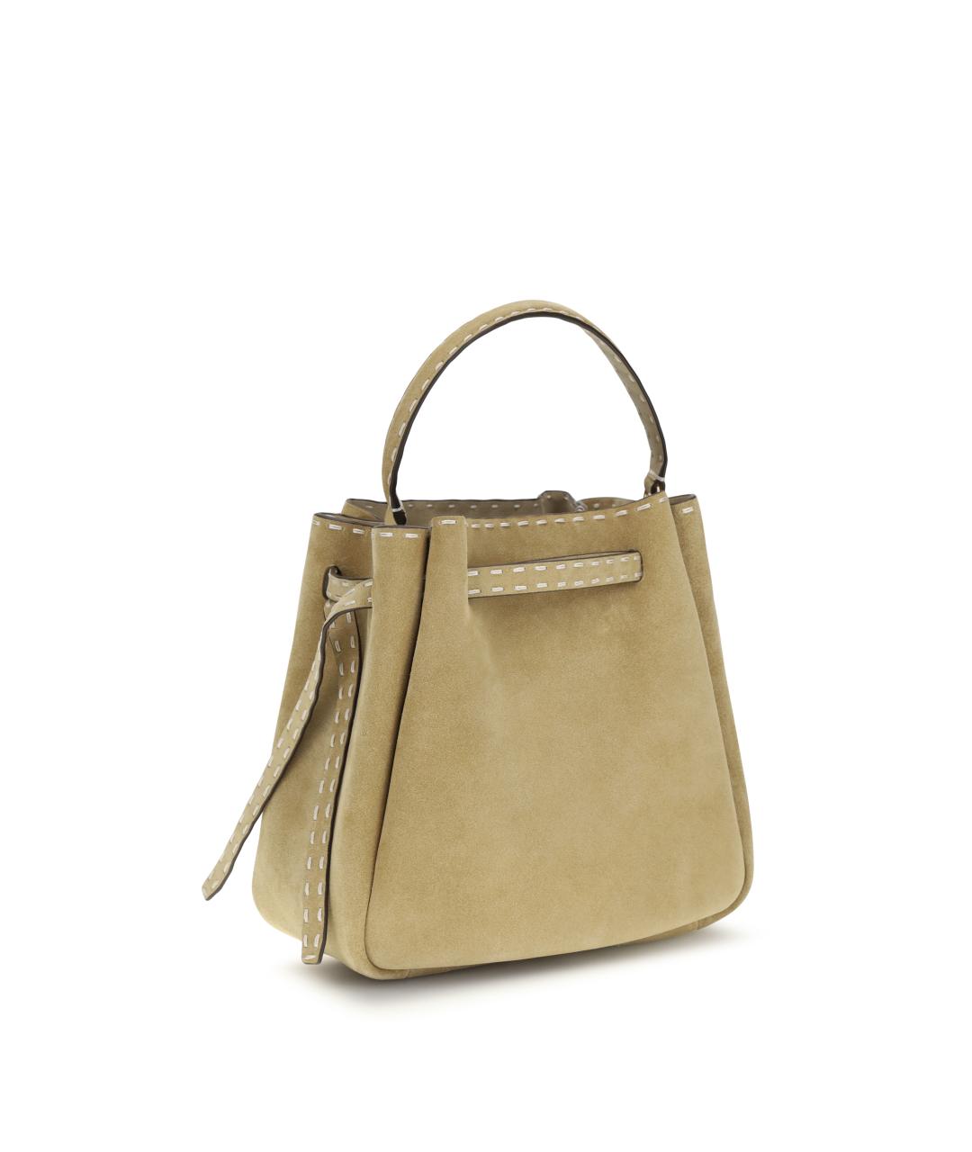 TORY BURCH Желтая замшевая сумка с короткими ручками, фото 3