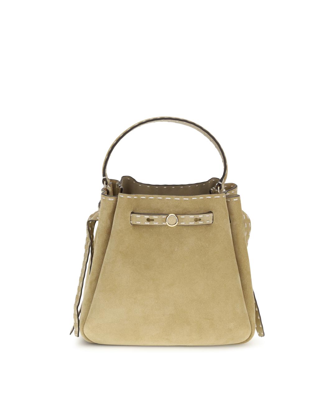 TORY BURCH Желтая замшевая сумка с короткими ручками, фото 1