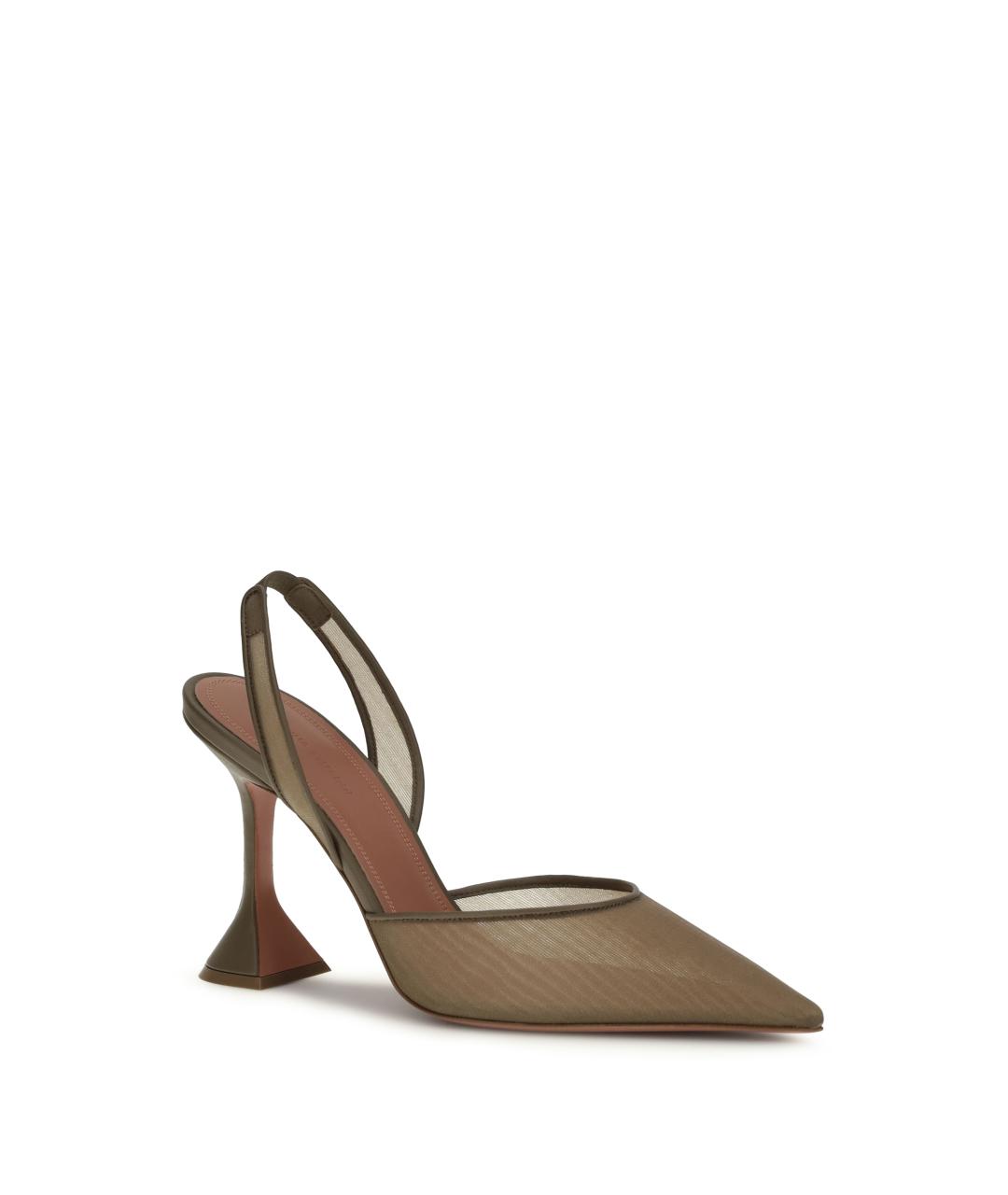 Amina Muaddi Коричневые текстильные туфли, фото 2