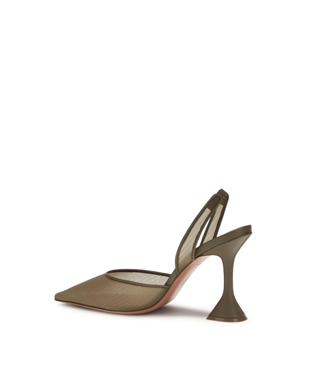 Amina Muaddi Коричневые текстильные туфли, фото 3
