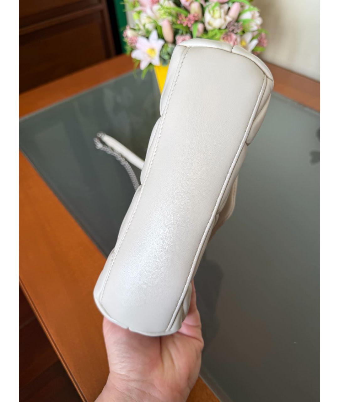 SAINT LAURENT Белая кожаная сумка через плечо, фото 4