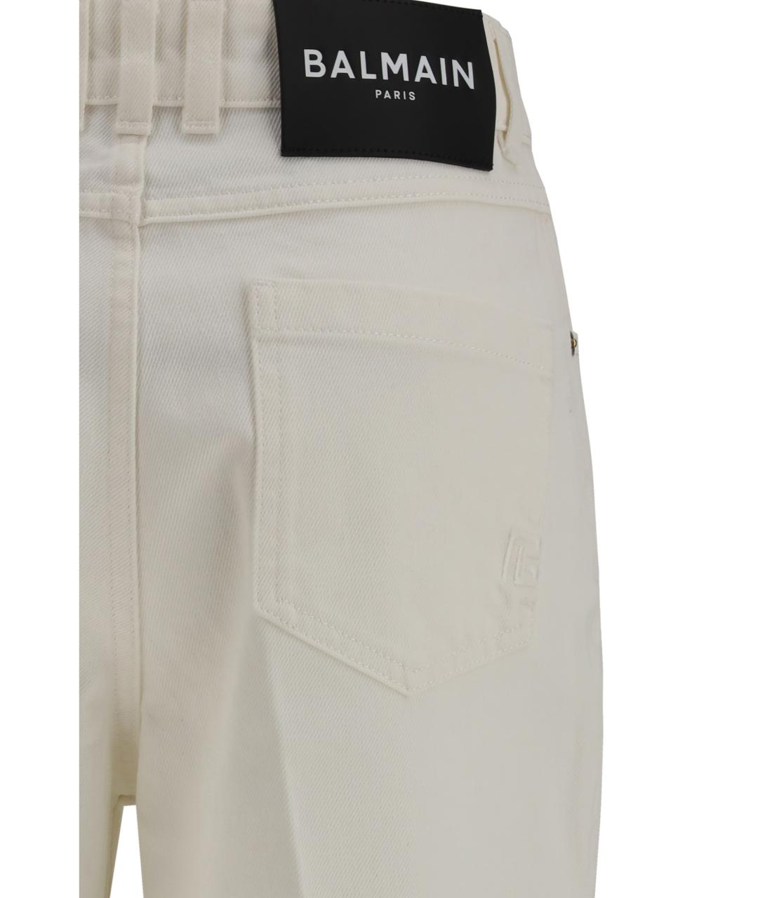 BALMAIN Белые хлопковые прямые джинсы, фото 3