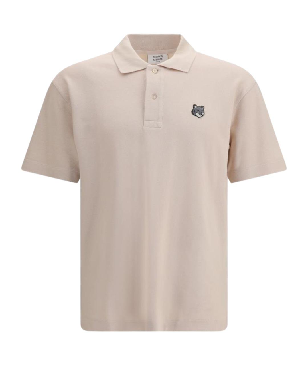 MAISON KITSUNE Бежевое хлопковое поло с коротким рукавом, фото 1
