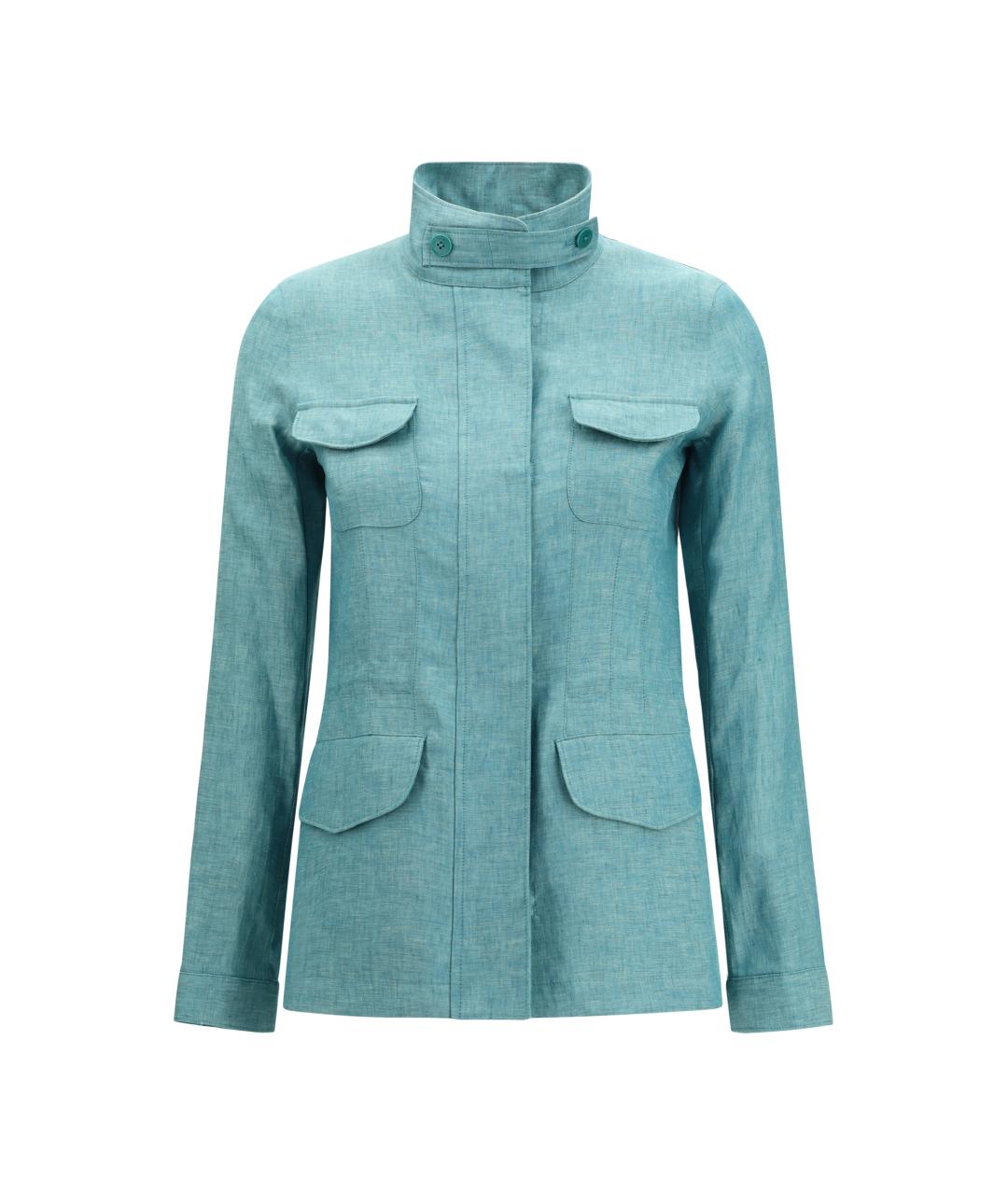 LORO PIANA Бирюзовая льняная куртка, фото 1