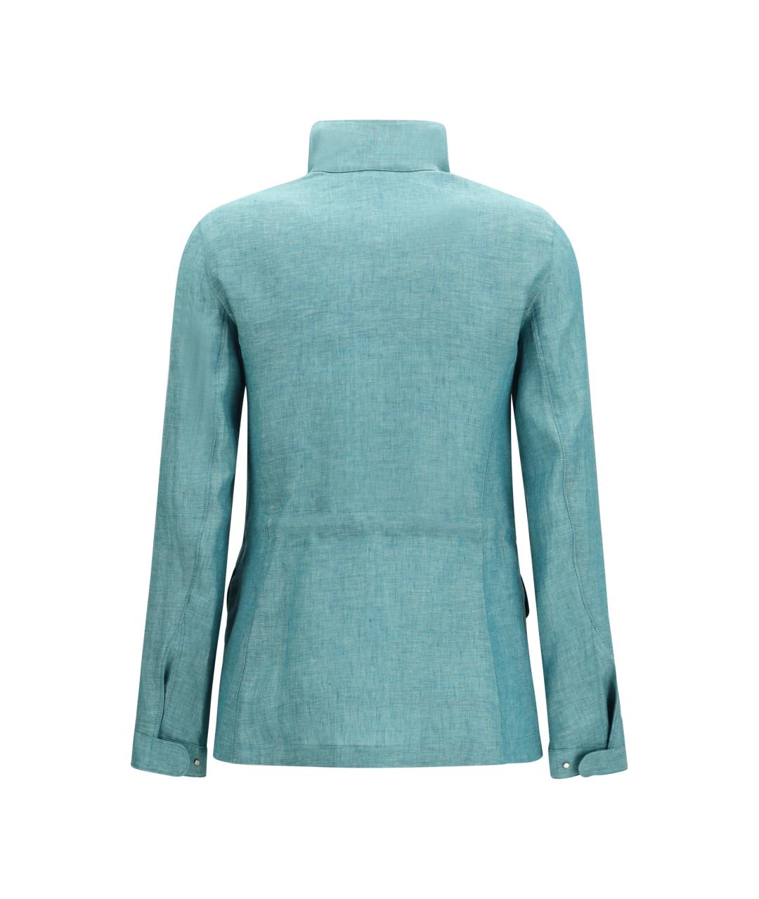 LORO PIANA Бирюзовая льняная куртка, фото 2