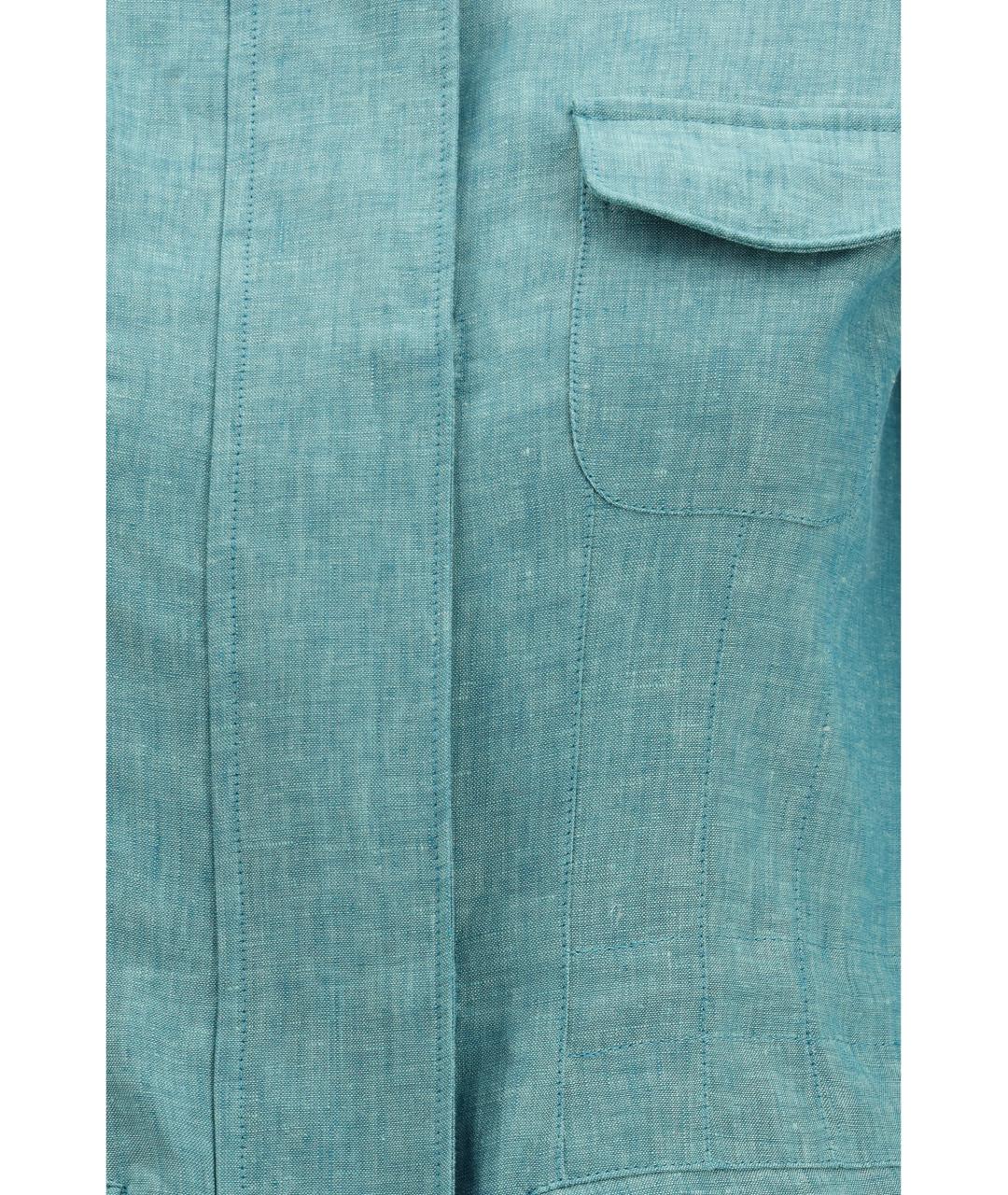 LORO PIANA Бирюзовая льняная куртка, фото 3