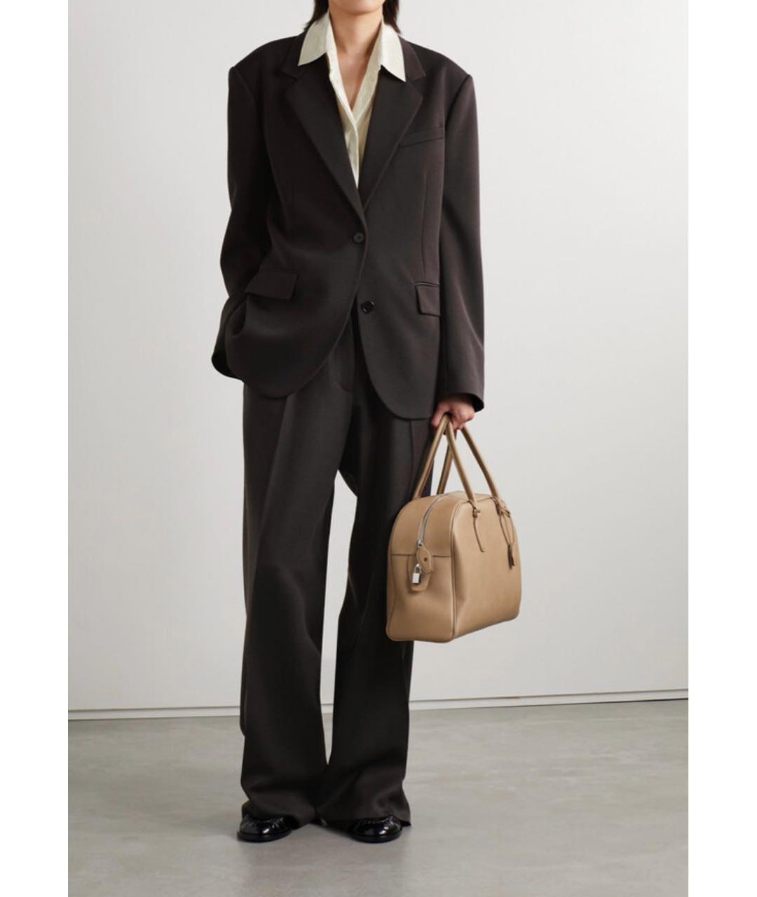 THE ROW Коричневые шерстяные брюки широкие, фото 8