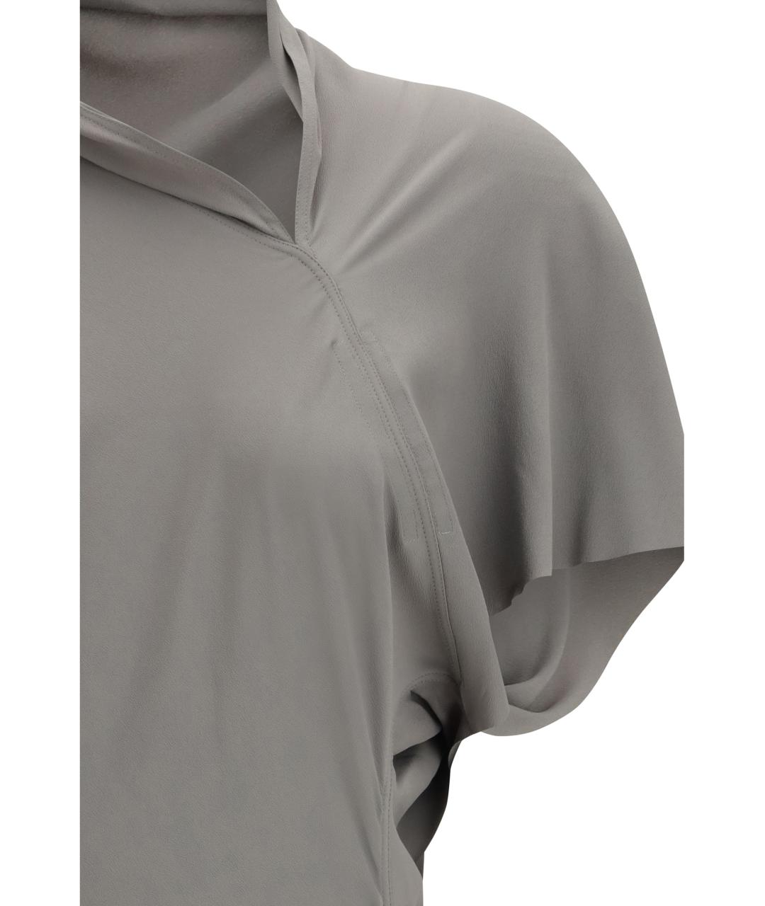 RICK OWENS Серое ацетатное повседневное платье, фото 3