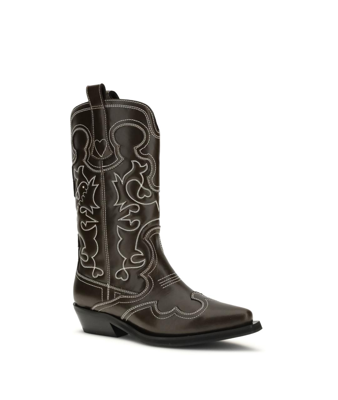 GANNI Хаки ботинки из искусственной кожи, фото 2