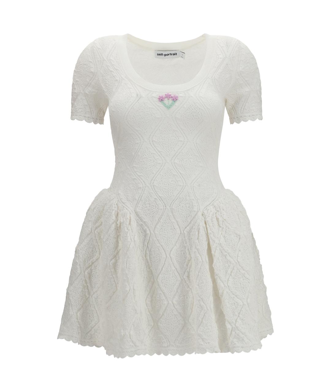 SELF-PORTRAIT Белое хлопковое коктейльное платье, фото 1