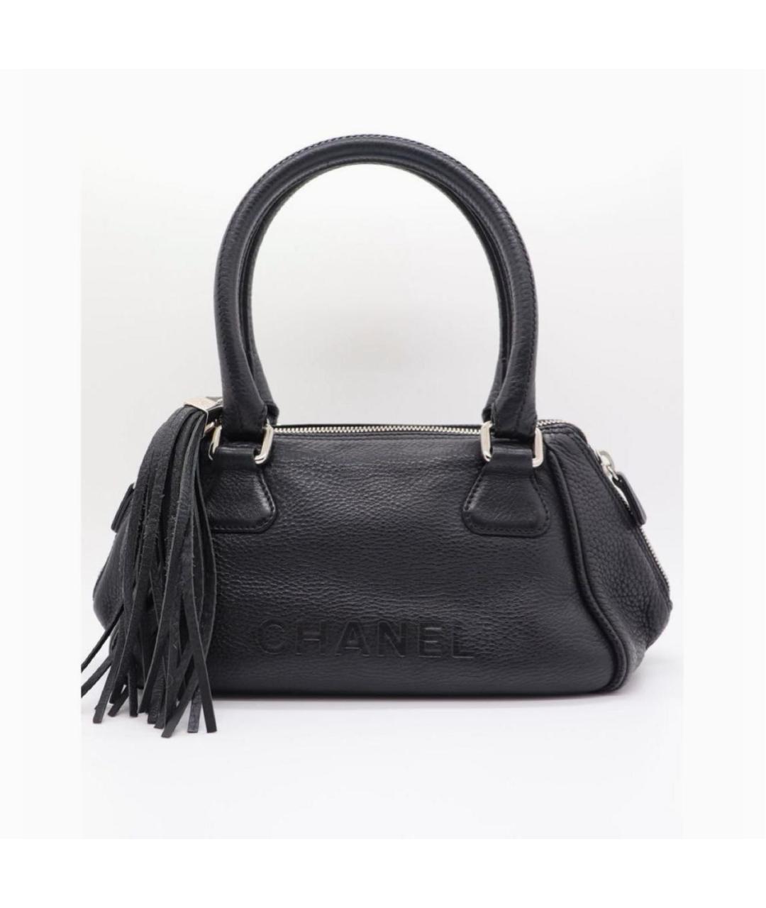 CHANEL Черная кожаная сумка тоут, фото 9