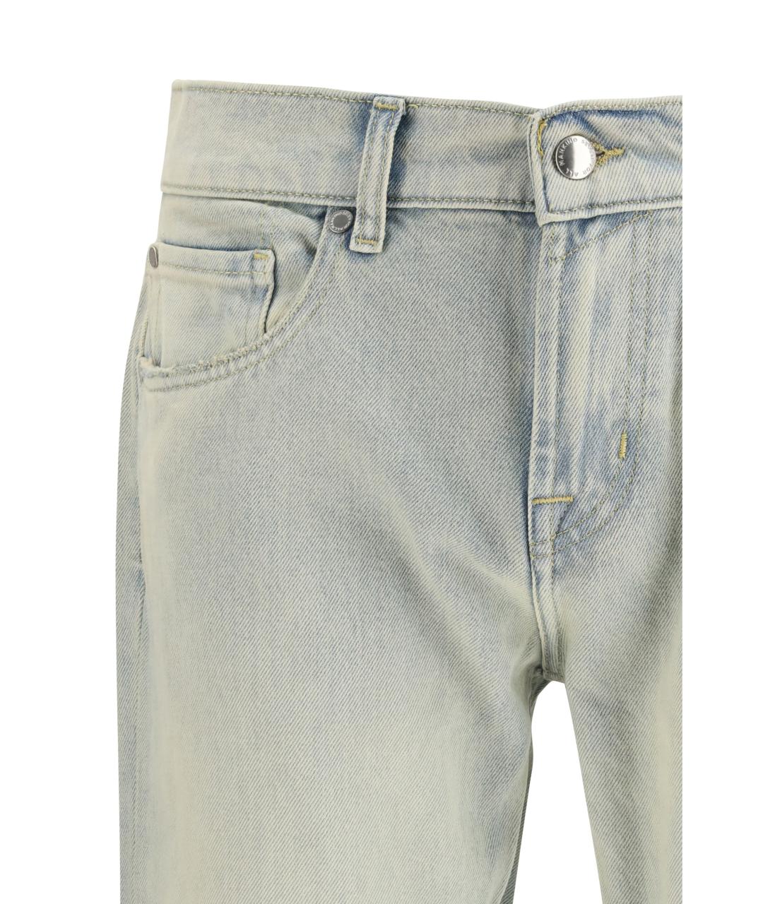 7 FOR ALL MANKIND Голубые хлопковые прямые джинсы, фото 3