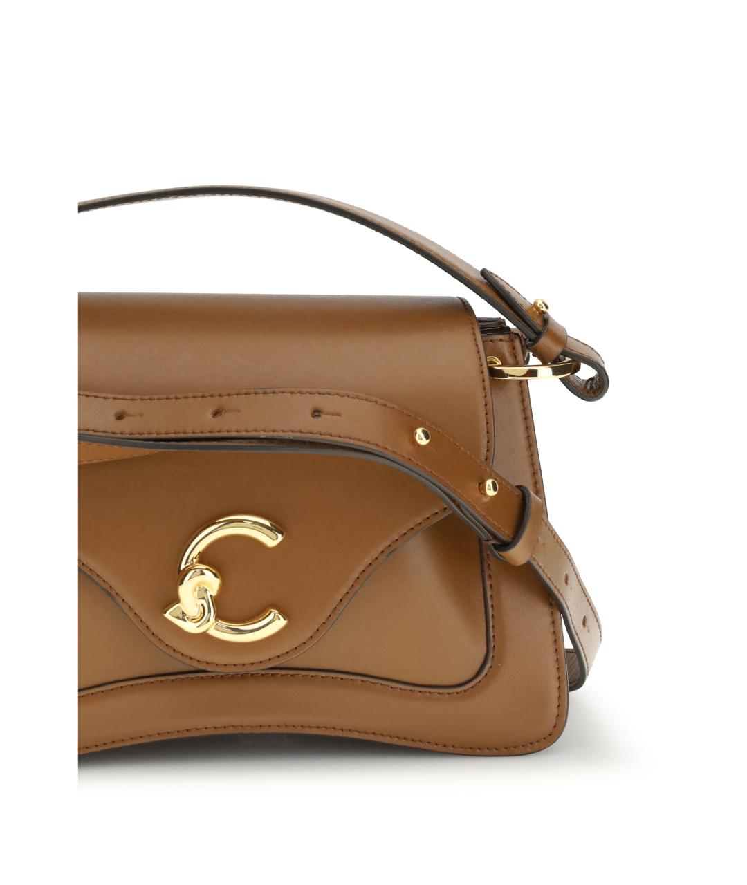 COCCINELLE Коричневая кожаная сумка с короткими ручками, фото 4