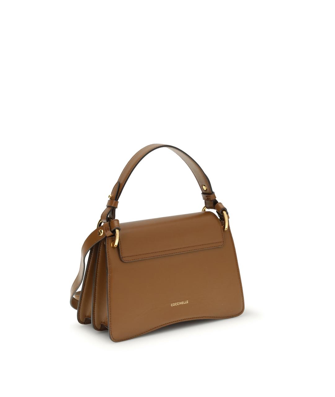 COCCINELLE Коричневая кожаная сумка с короткими ручками, фото 3