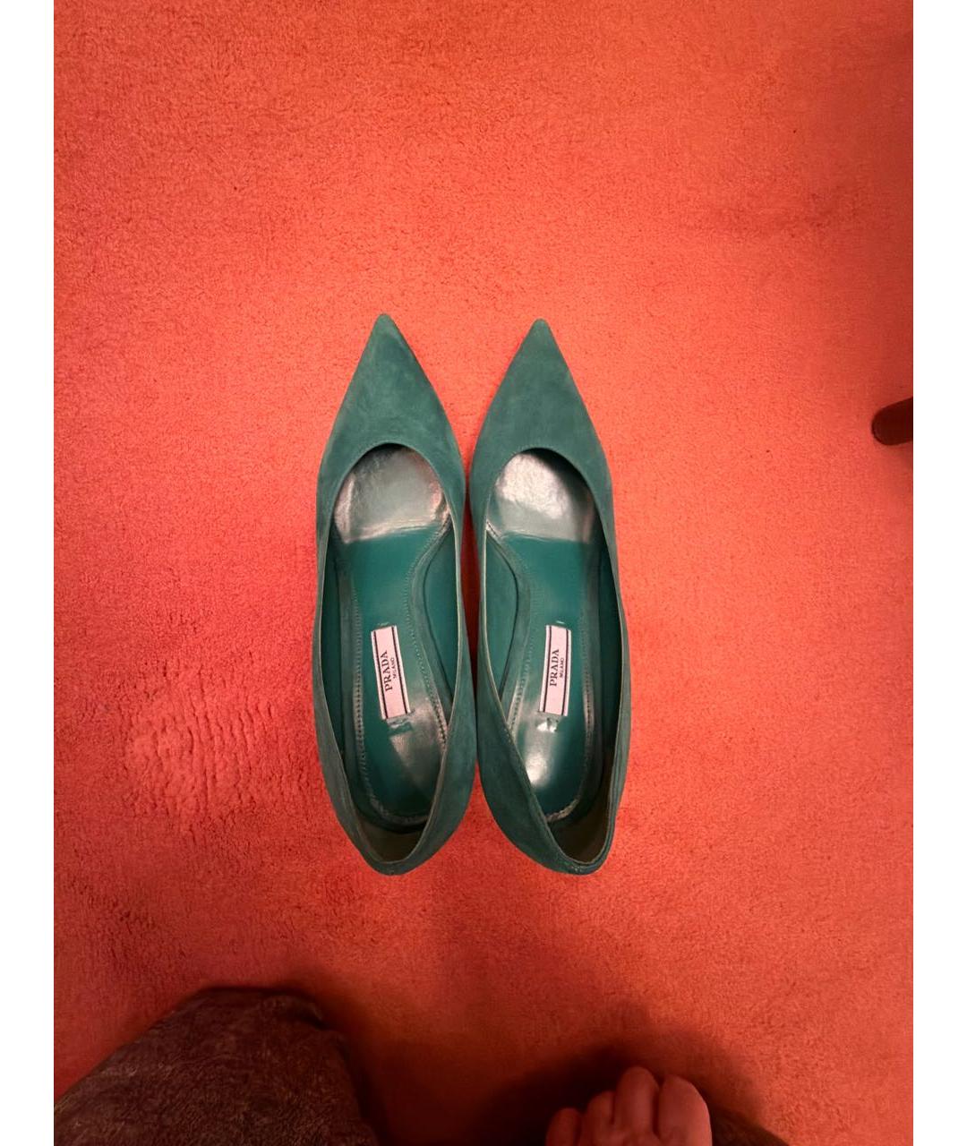 PRADA Зеленые замшевые туфли, фото 3