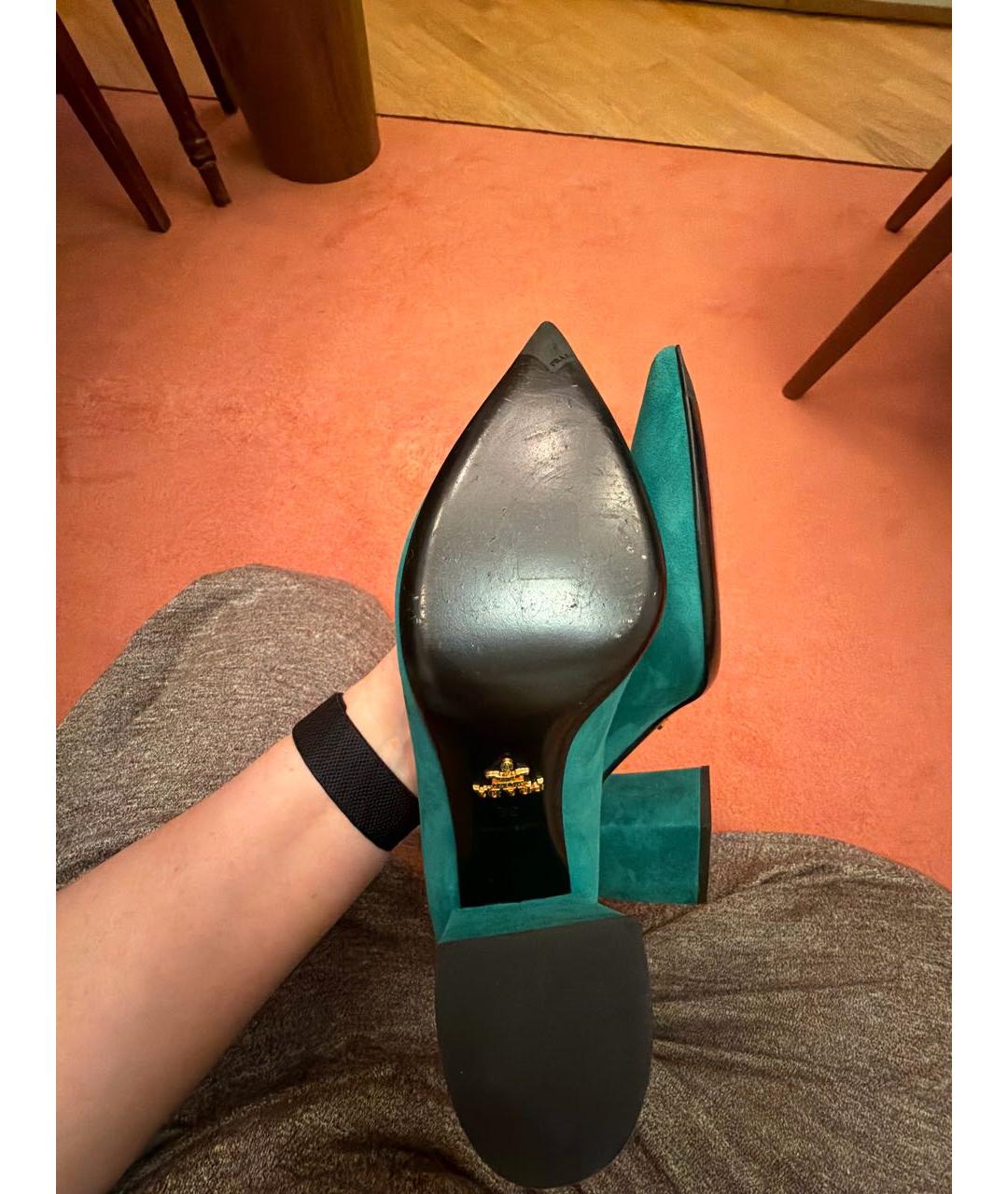 PRADA Зеленые замшевые туфли, фото 5