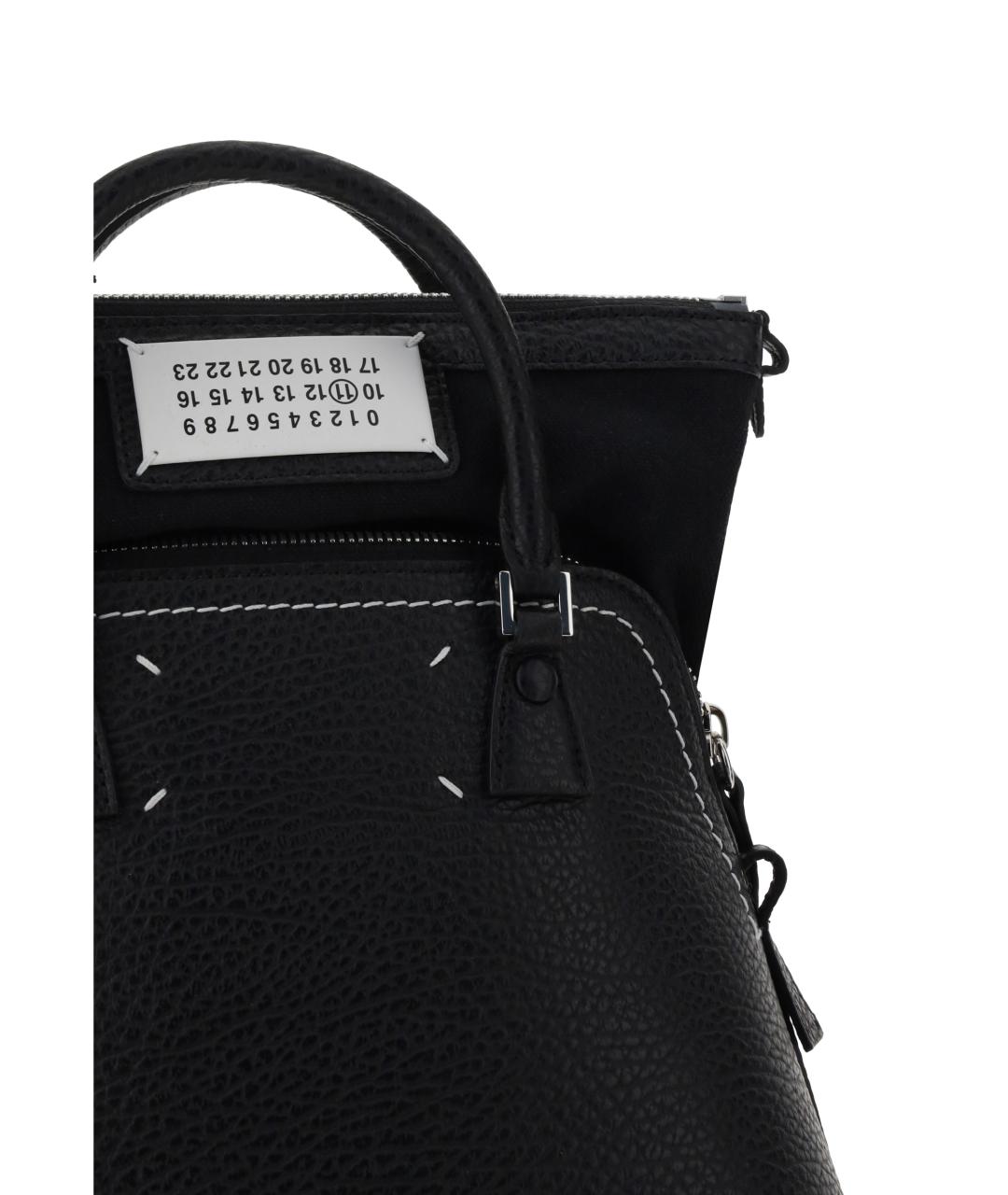 MAISON MARGIELA Черная кожаная сумка с короткими ручками, фото 4