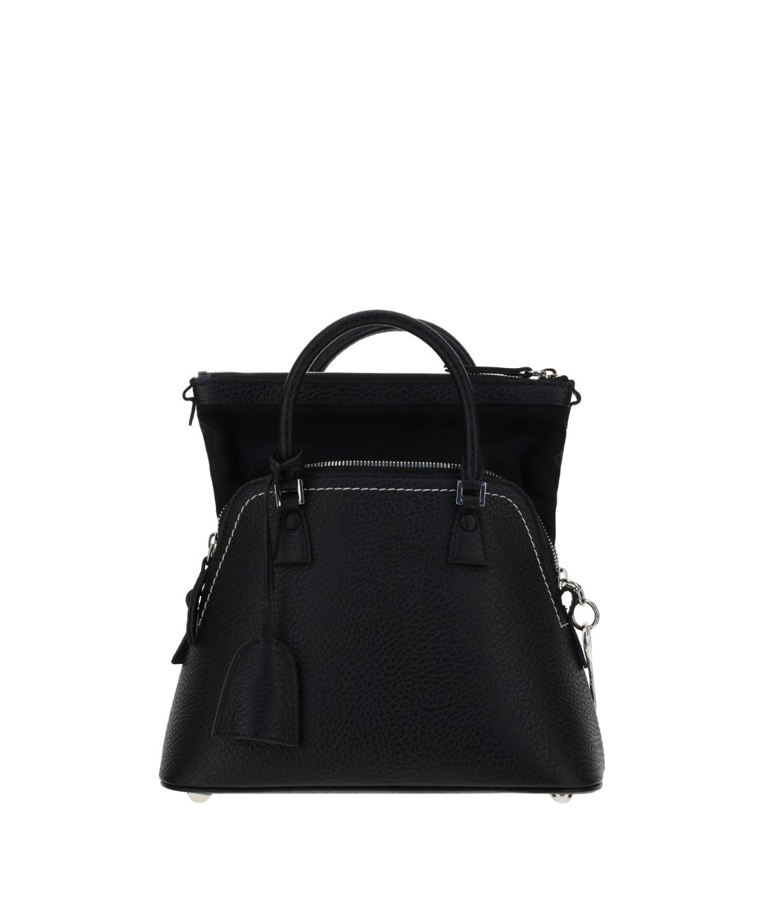 MAISON MARGIELA Черная кожаная сумка с короткими ручками, фото 1