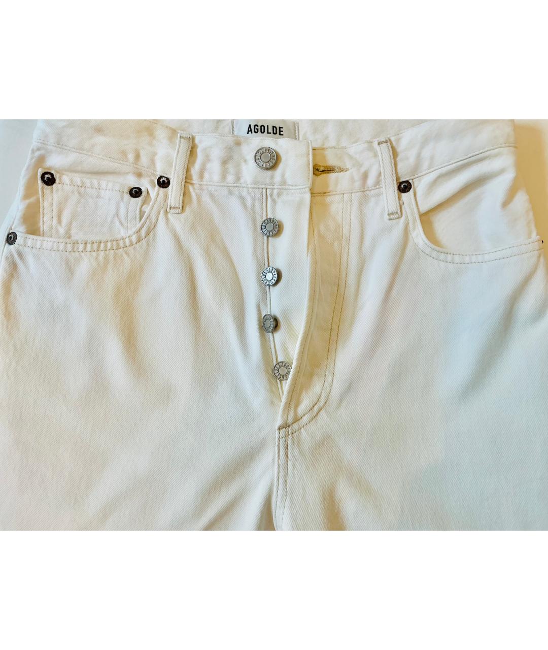 AGOLDE Белые хлопковые прямые джинсы, фото 3