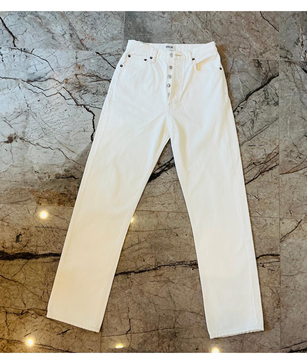 AGOLDE Белые хлопковые прямые джинсы, фото 6