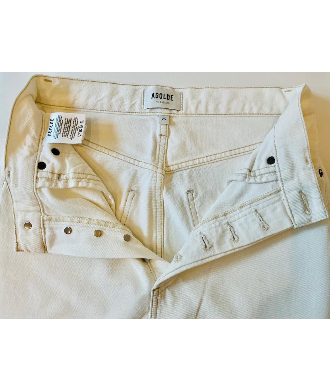 AGOLDE Белые хлопковые прямые джинсы, фото 5