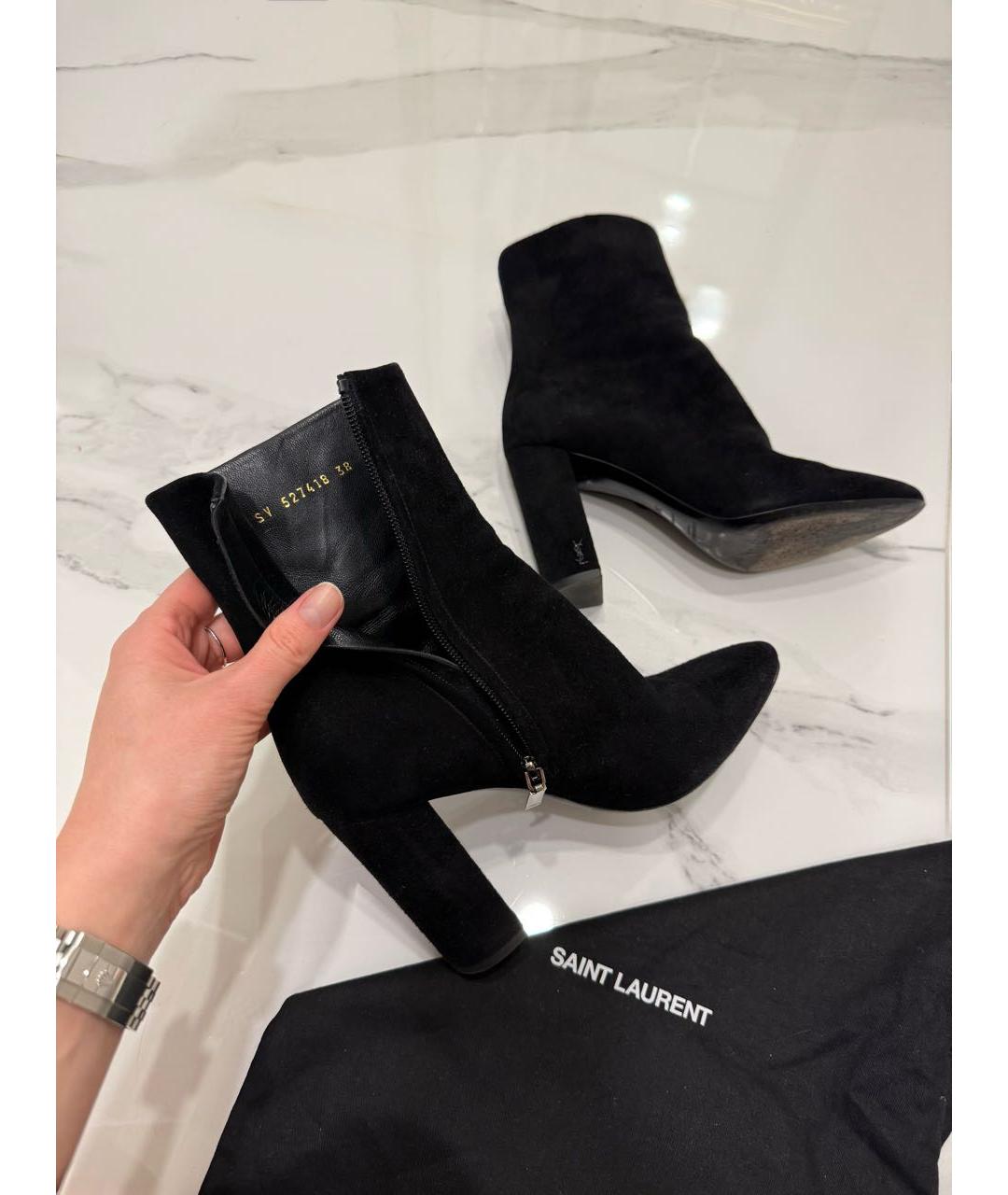 SAINT LAURENT Черные замшевые ботильоны, фото 7
