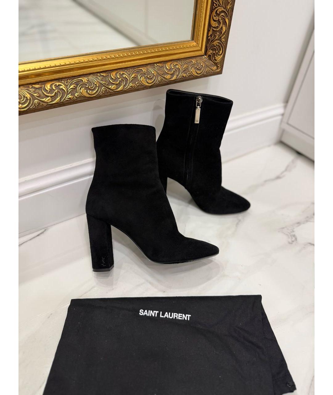 SAINT LAURENT Черные замшевые ботильоны, фото 3