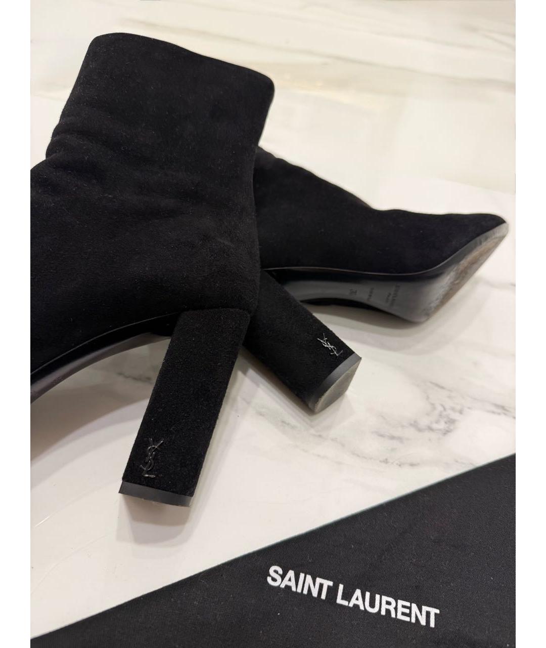 SAINT LAURENT Черные замшевые ботильоны, фото 6