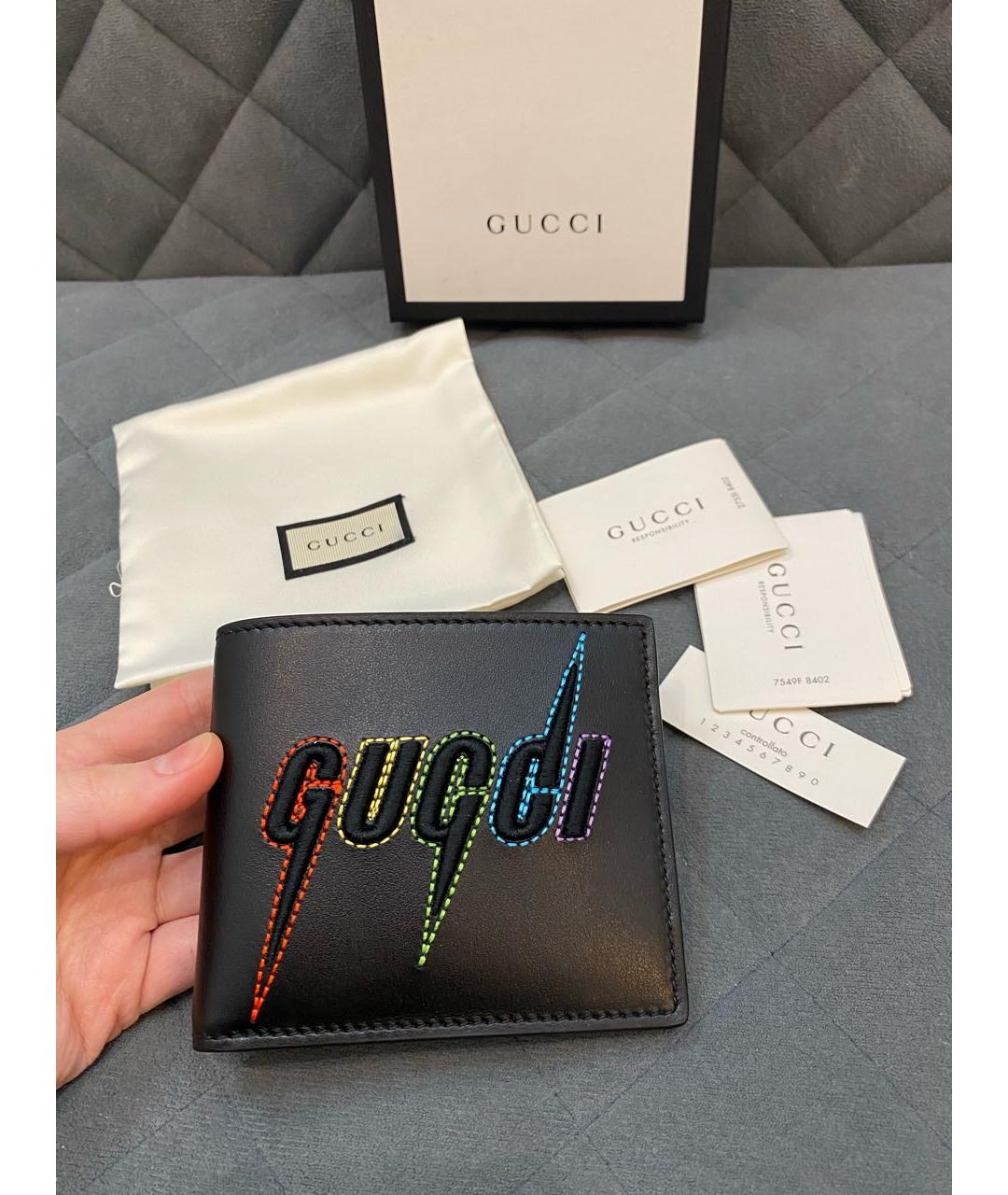 GUCCI Черный кожаный кошелек, фото 4