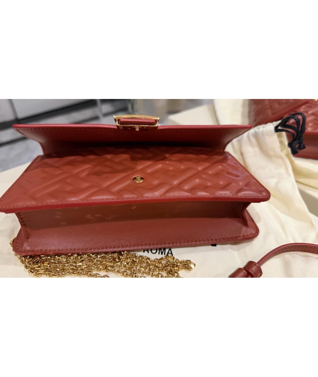 FENDI Коричневая кожаная сумка через плечо, фото 4