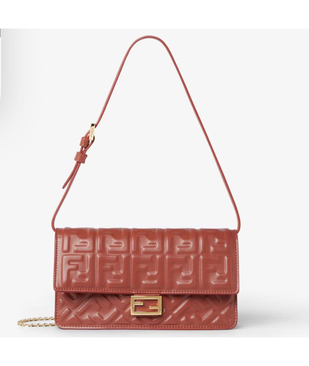 FENDI Коричневая кожаная сумка через плечо, фото 7