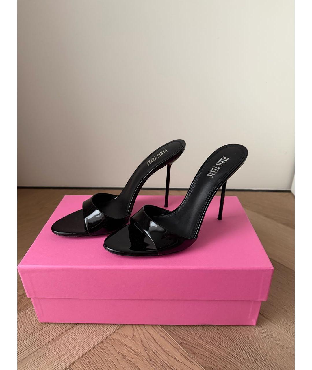 PARIS TEXAS Черные мюли из лакированной кожи, фото 5