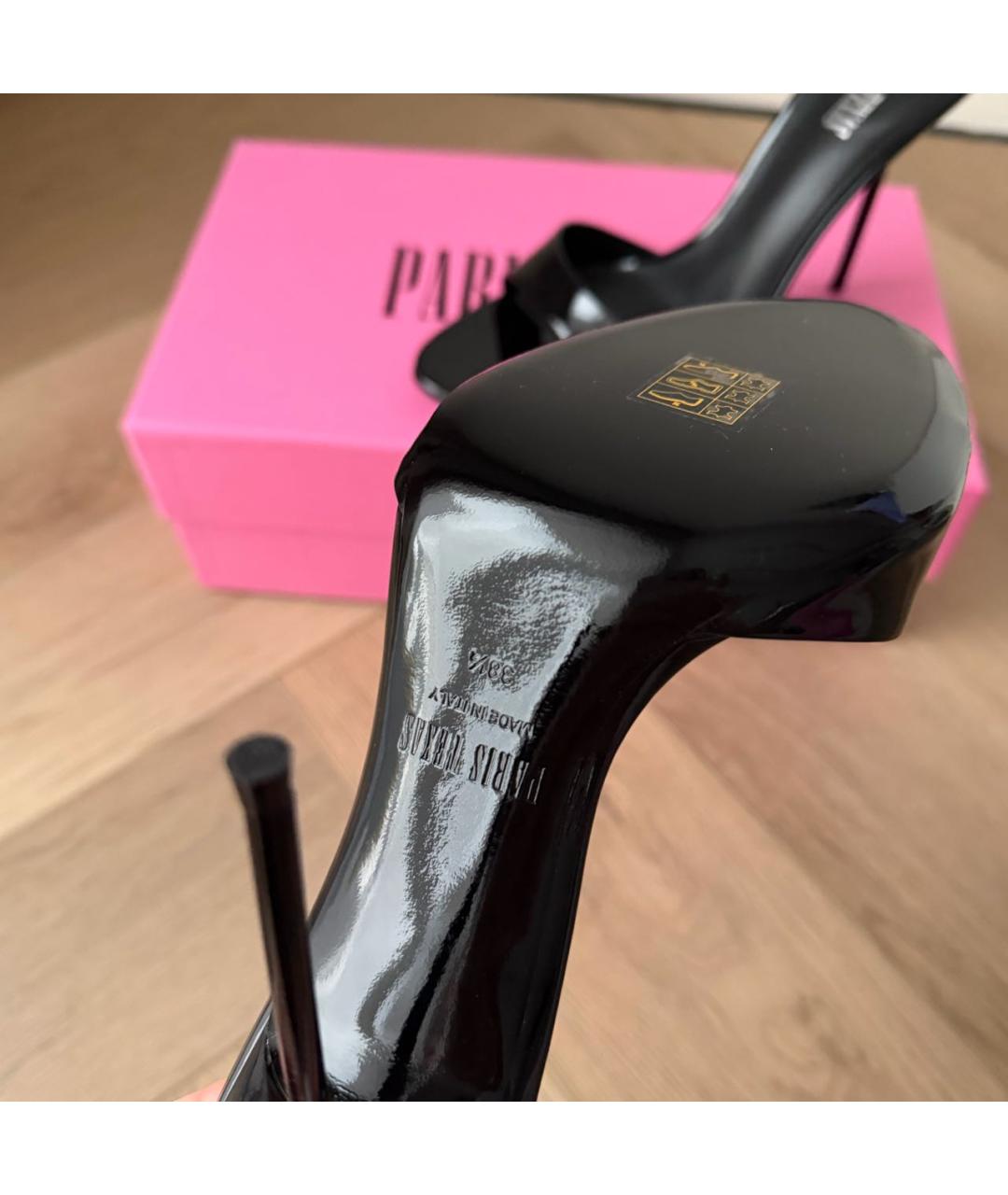 PARIS TEXAS Черные мюли из лакированной кожи, фото 4