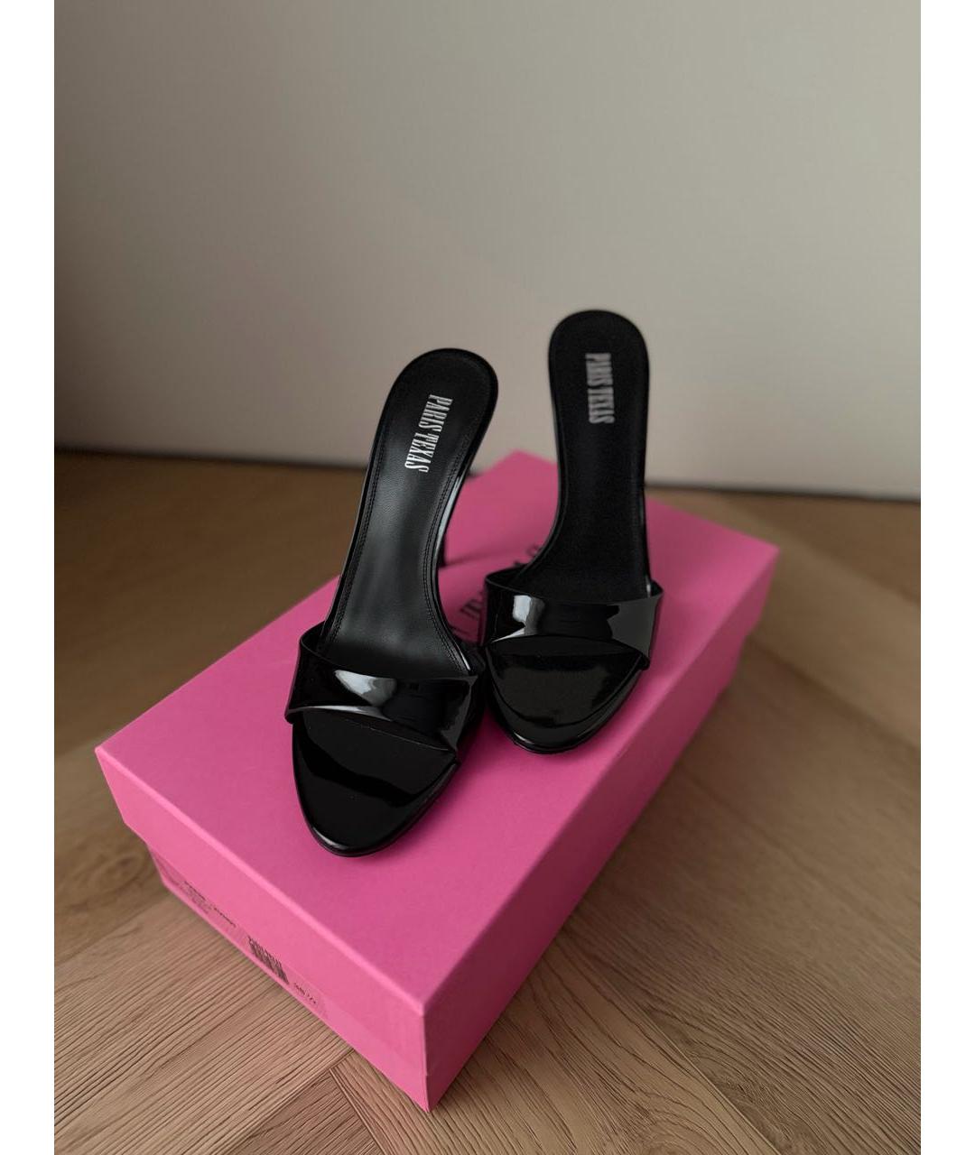 PARIS TEXAS Черные мюли из лакированной кожи, фото 2