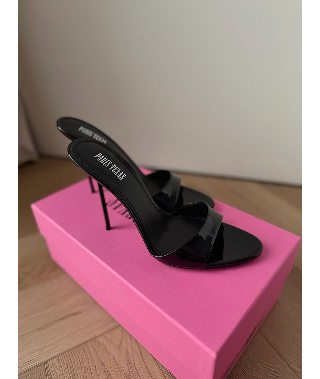 PARIS TEXAS Черные мюли из лакированной кожи, фото 7
