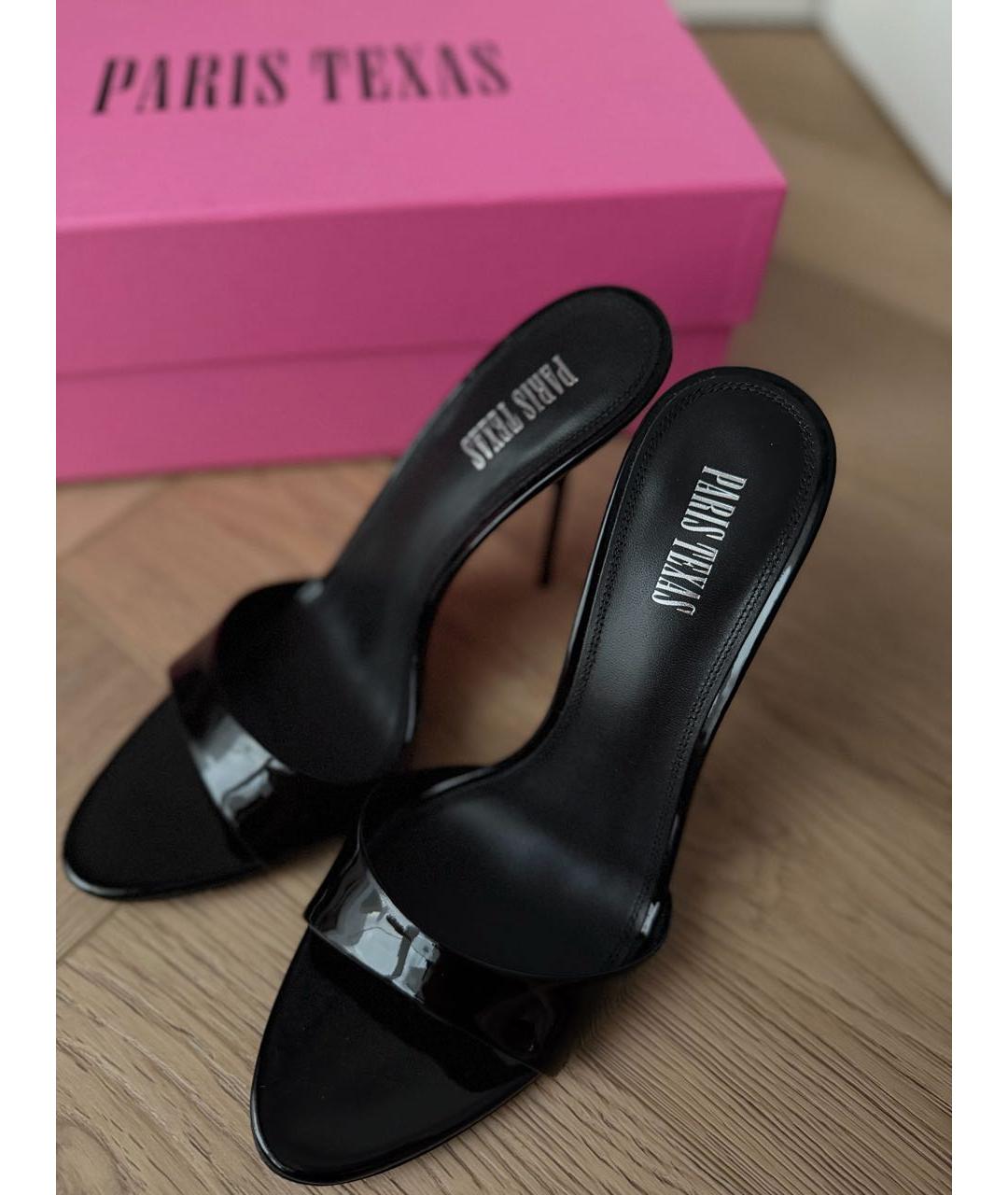 PARIS TEXAS Черные мюли из лакированной кожи, фото 6