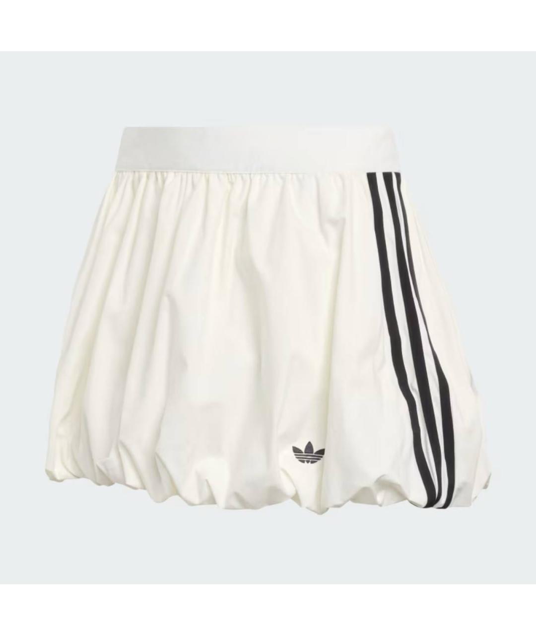 ADIDAS Белая хлопко-эластановая юбка мини, фото 6