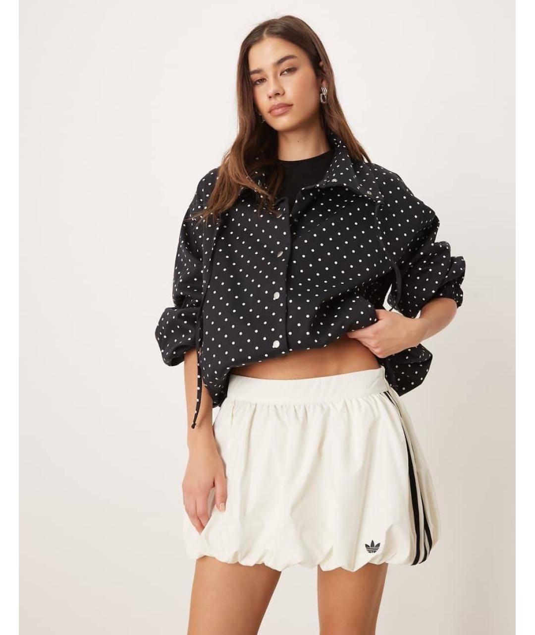 ADIDAS Белая хлопко-эластановая юбка мини, фото 5