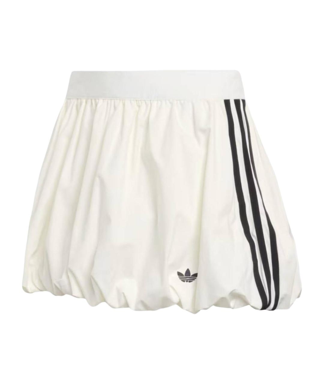 ADIDAS Белая хлопко-эластановая юбка мини, фото 1