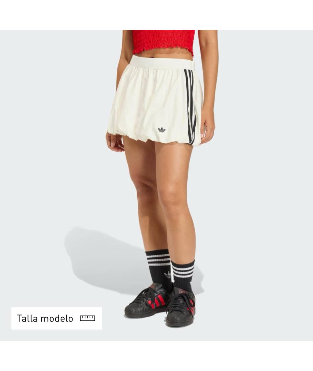 ADIDAS Белая хлопко-эластановая юбка мини, фото 2