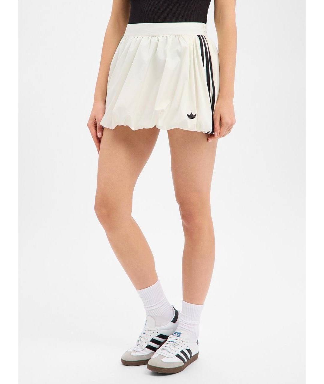 ADIDAS Белая хлопко-эластановая юбка мини, фото 4