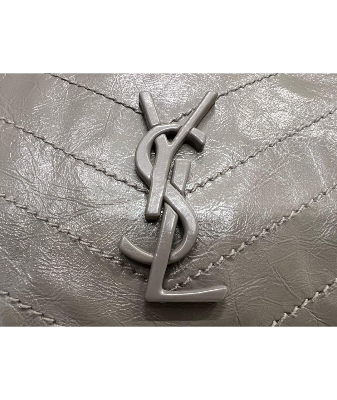 SAINT LAURENT Серая кожаная сумка через плечо, фото 6