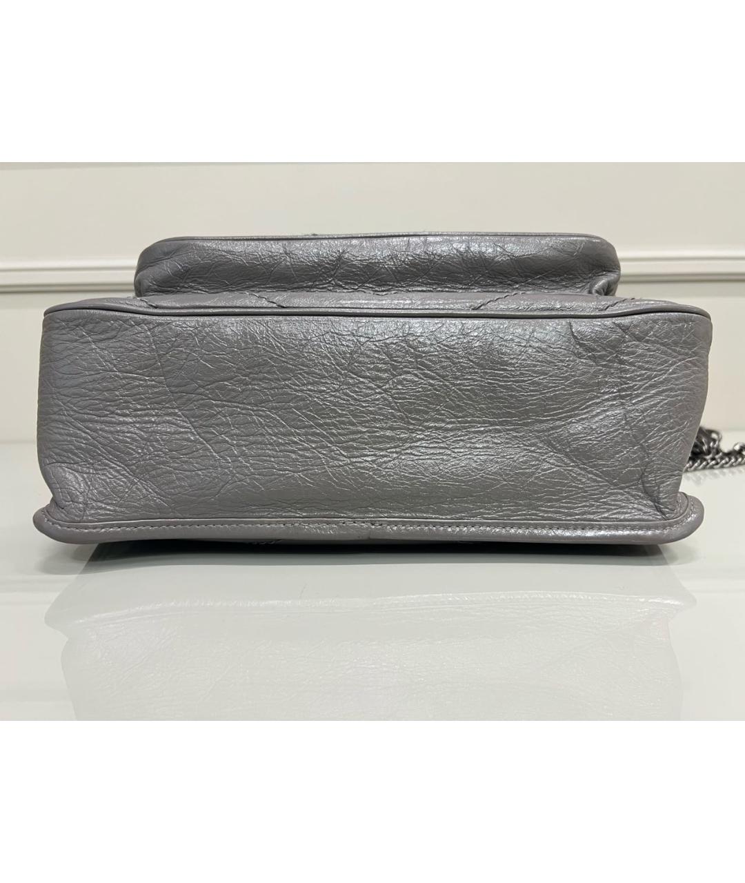 SAINT LAURENT Серая кожаная сумка через плечо, фото 5