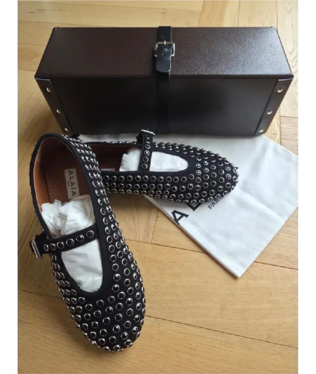 ALAIA Черные кожаные балетки, фото 2