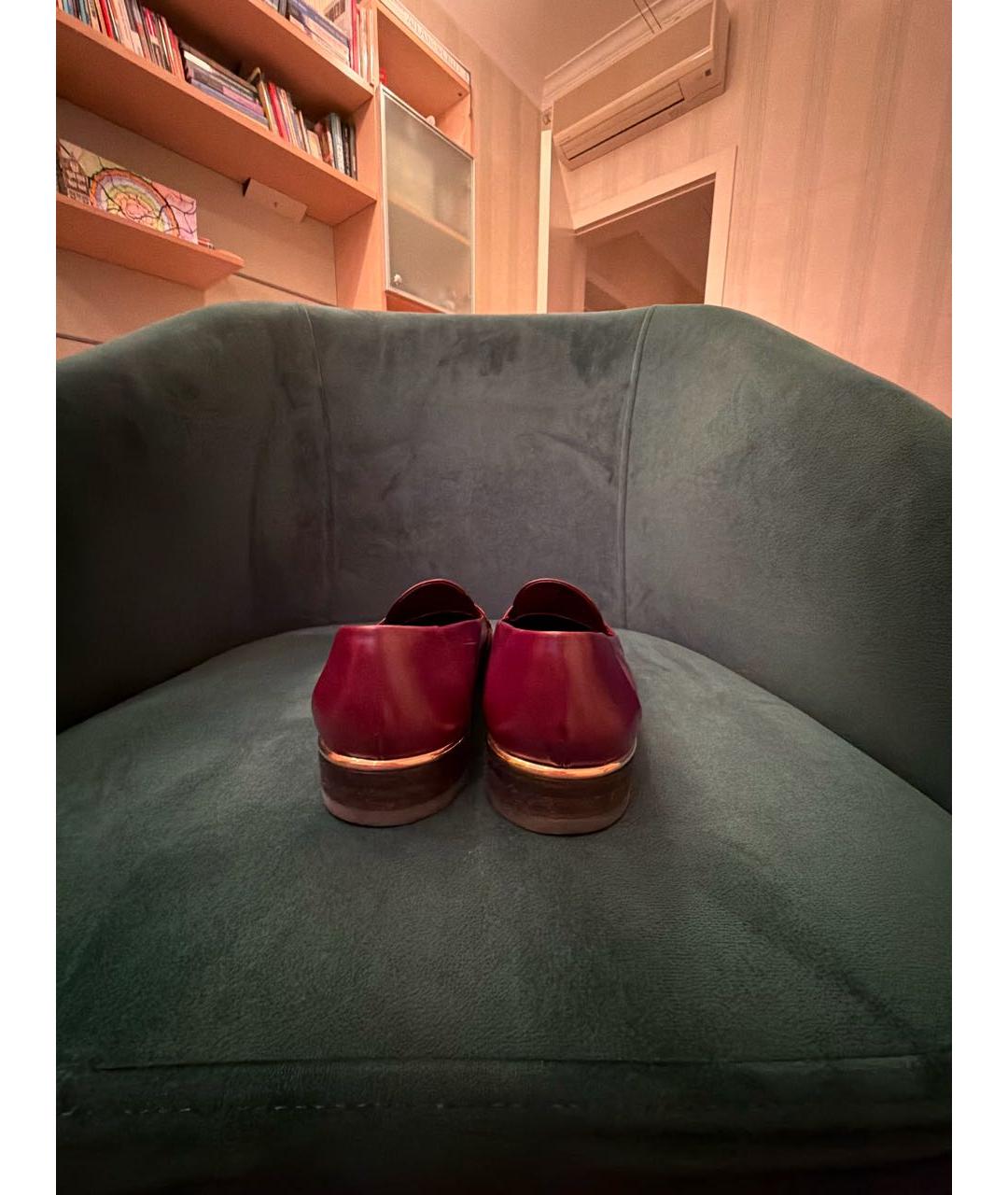 LOUIS VUITTON Бордовые кожаные лоферы, фото 4